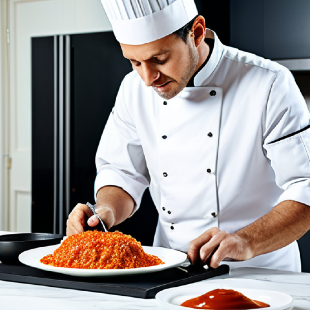 French Cuisine Mastery**

"A professional chef in a pristine kitchen, meticulously preparing a classic French dish, focus on sauce preparation, fully clothed, appropriate attire, safe for work, perfect anatomy, natural proportions, professional food photography, bright studio lighting, modest, family-friendly."

**