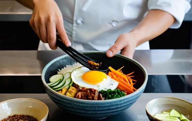 한식조리사와 창업의 연관성 - **Prompt:** A vibrant and warm overhead shot in a modern, yet cozy Korean restaurant kitchen located...