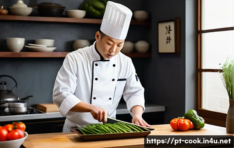 중식조리 자격증 실기 준비 기간 - A professional kitchen scene showing a focused chef practicing Chinese culinary techniques at home. ...