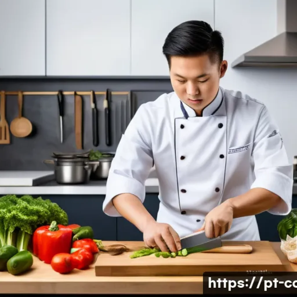 중식조리사 자격증 관련 규정 변경 - A professional Chinese culinary student in a modern Brazilian kitchen, wearing a clean chef’s unifor...